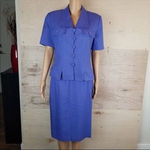 Le Suit Periwinkle Skirt with Matching Jacket